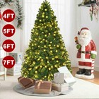 4 5 6 7ft Fiber Optic pre Lit snow Flocked Christmas Tree With Led Lights Stand