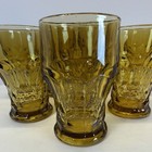 8 Vintage Anchor Hocking Amber Glass Tumblers Honeycomb Georgian 8 Oz