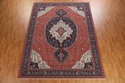Floral Sarouk Turkish Red  Navy Blue 10 x13  Area Rug Hand-knotted Wool Carpet