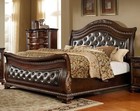 Traditional Luxury Bedroom Set 4pc Queen Size Upholstered Bed Carving Wood