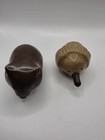 Vintage Yoona Wellings Mole Creek Pottery Wombat Echidna Set Tasmania Australia 