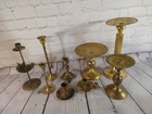 Vintage Used Lot Of 9 Brass Candle Holders   Large   Small - Finger Loop  Cherub