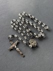 Elegant Vintage Creed Sterling Silver Rosary Clear Faceted Glass Beads Catholic