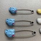 Lot Of 6 Vintage Baby Diaper Pins Large Safety Pins Blue Bears White Yellow