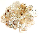 Lot Of 39 Vintage Clear Glass Buttons W  Gold Luster   7 16  To Almost 1-1 16 