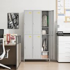 Metal Locker 6 Doors 18 Hooks 72h Card Slot Light Gray For Office Gym School