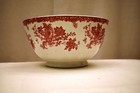 Antique Transferware Bowl Porcelain Floral Rose Motif Red European Pottery   53