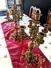 Antique Pair Victorian French Candelabra Bronze 19thcentury With Marble Stone