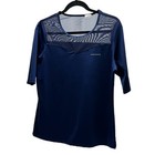 Bjorn Borg Vintage Round Neck Mesh Navy Blue Hydro Pro Tee Women s Size Large