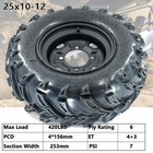 2pcs 25x10-12 Atv Wheel And Rim All-terrain Tire Atv Utv Tire Off-road 6pr Tires
