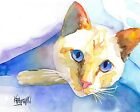 Siamese Cat Art Print Signed By Artist Ron Krajewski Painting 8x10      