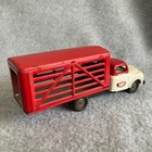 Vintage Friction Cattle Truck  Tin  Toy Truck Red   White Made In Japan
