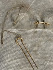 Antique Gold Pince Nez Eyeglasses With Chain   Gold Hair clothing Pin 