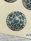 Antique French Champlev   Enamel Buttons Silver   Blue Metal Enamel Lot Of 5