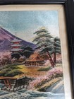 Vintage Japanese Silk Embroidery Picture Mt Fuji Landscape Japan Art Framed