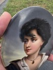 Wonderful Antique Plaque Portrait Of Young Kid Hand Paint