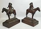 Bookends Native American Indian Horse Antique Jb   Sculpture - Great Condition 