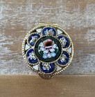 Vintage Round Flower Micro Mosaic Trinket Box Pill Box 1    Grannycore Cottagecore