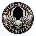 Harley-davidson Motorcycles Flying Skull Round Tin Sign 14 Inches Collectible 