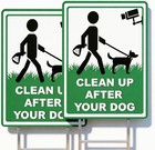 Double Sided Clean Up After Your Dog Signs Waterproof Yard Decor 2pcs 13x10
