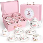 Kids Porcelain Tea Party Set - Pretend Play Teapot   Cups  Carry Case  Gifts 3 