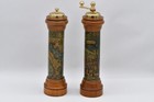 Vintage Wooden Old World Map Acciaio Temperato Italian Pepper Mill   Salt Shaker