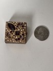 Vintage Powder Compact Mirror Fleur De Lis-rare  Gold Tone  Costume Jewelry