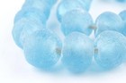 Jumbo Baby Blue Recycled Glass Beads 23mm Ghana African Sea Glass Round Handmade