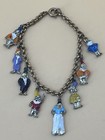 Vintage 1938 Snow White And The Seven Dwarfs Hand Painted Enamel Charm Bracelet