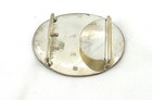 Large Mexican Sterling Silver Oval Belt Buckle With Scrolls And Flowers