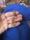French Antique Rosary 13    Glass Silver Small Coral Orange Lourdes Tiny Chaplet