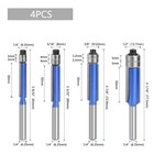 1 4  Double Bearing Woodworking Double Flute Trimming Cutter Bits 1set   4pcs   