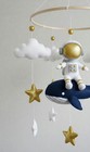Astronaut And Whale Baby Mobile Baby Gift Space Nursery Decor Felt Crib Mobile    