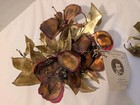 Vtg Wall Art  Brass  Copper  Enamel  Leaf And Flowers  Signed By Stephen Vat 