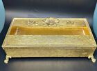 Vintage Vanity Tissue Box Holder Shell Ornate Hollywood Regency Gold Footed