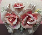 Vintage Porcelain Scultpured Rose Vase 6  Tall White Handpainted