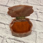 Vintage Incolay Stone Jewelry Trinket Box Brown Handcrafted Victorian Hinged Usa