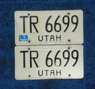 1979 Utah Truck License Plate Plates Pair   Set