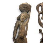 African Style Hand Carved Wood Tribal Wall Masks Sculptures Set Of 3 27 5   
