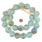 Super Jumbo Rainbow Speckled Aqua Bicone Recycled Glass Beads 32mm Ghana African