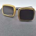 Vintage Men   s Cuff Links Black Gold Tone Formal Casual Wedding Office Business