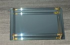 Vintage Studio Silversmiths 8 x 11  Mirror Glass Vanity Tray Gold Plated Accents