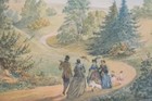 Vtg German Art Print Max Kuhn Unframed Riverside Scene 16 5x11 5  76797