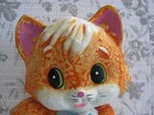 New Trends Big Eye Cat Coin Bank Vtg 1970s Groovy Orange Kitten And Mouse Japan
