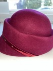 Magenta Wool Felt Facsinator Pillbox Hat Bow Rhinestone Detail