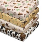 4 Pcs Western Cowboy Crib Sheet Set Newborn Bedding Nursery Baby Sheets For 