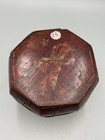 Antique 19th C  Chinese Red Lacquer Gilded Octagonal Lidded Box 5  