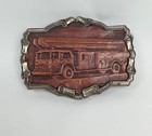 Vintage Belt Buckle Fire Truck F  O  Snorkel Great American Made In Usa 1980