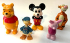 Lot Of 5 Glass Disney Miniatures Pooh  Mickey  Tiger  Donald  Piglet