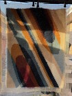 Vintage Mcm 70s Groovy Latch Hook Rug Walla Hanging Abstract Orange Blue 23 X 31